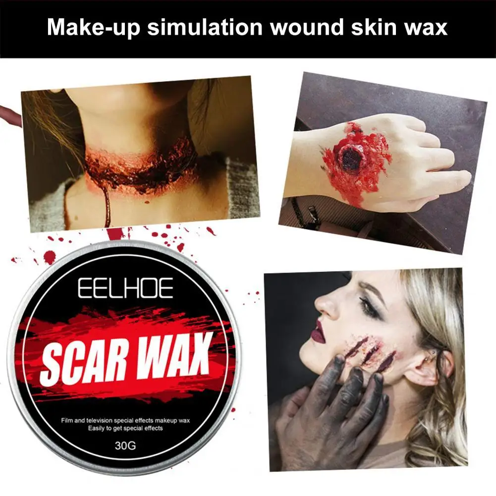 

30g/Box Halloween Wax Novelty Lightweight Easy to Use Halloween Makeup Skin Wax for Bloody Modeling Scar Wax Skin Wax