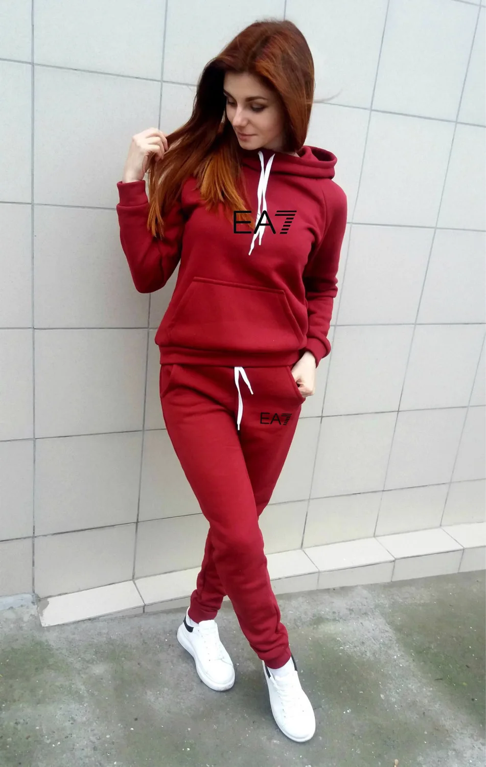 

Women's Hoodie Set Two-piece Pure Color Long Sleeve Casual Pocket Pullover Set 2021 Spring Stretch Sweatpants Women's Sportswear