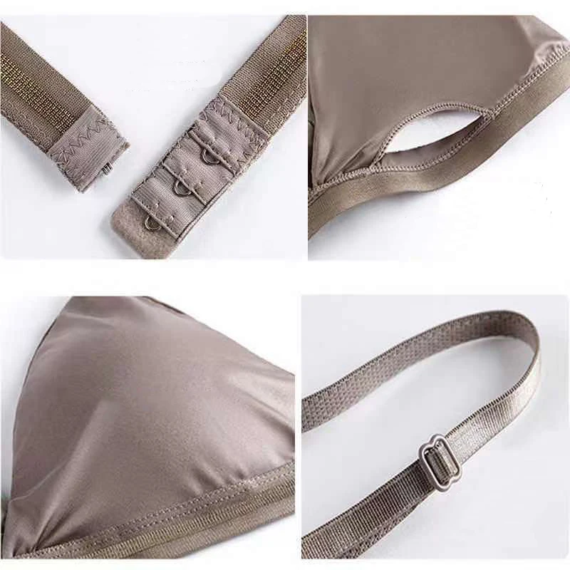 

1set Woman Lingerie Underwear For Women Bra Panties Set Bralette Active Seamless Ice Silk Wire Free Bras Thongs Ladies Bra Set
