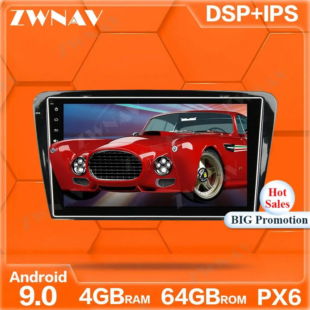 Автомобильный мультимедийный плеер PX6 с экраном на Android 10 для SKODA Octavia A7 2014 2015 2016 2017