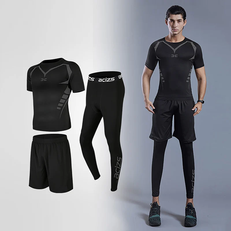 

men's tracksuit Compression suit men sportwear jogging suit thermal underwear suit mma rashgard male long pants leggings shorts