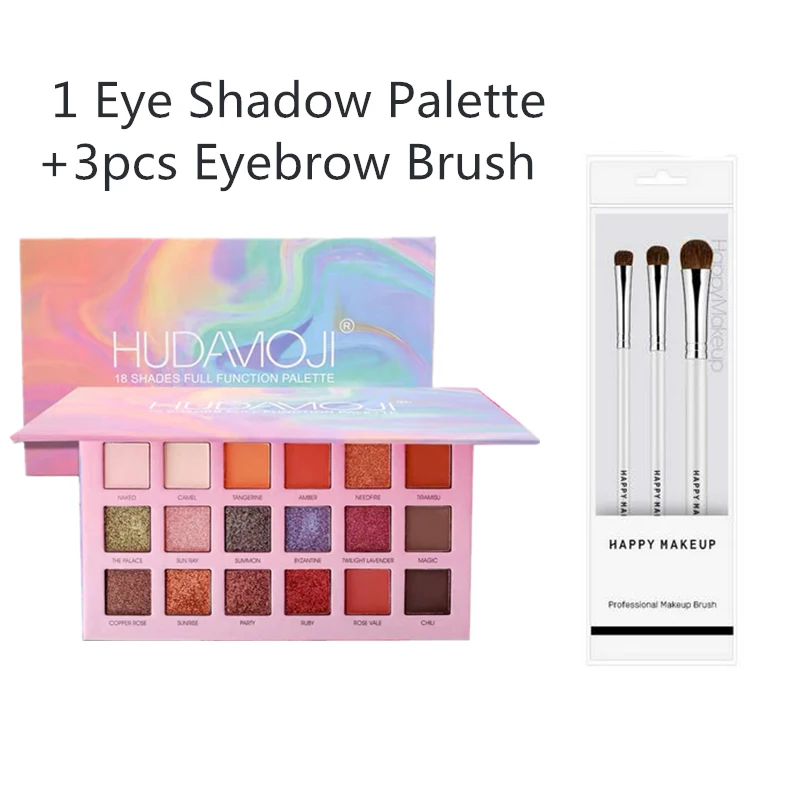 Eye Shadow And Brush 18 цветов Тени для век Палитра матовые блестящие тени для век Палитра теней Блеск Мерцающий макияж глаз с кистью подарок для начинающих TSLM1 - Цвет: Eye Shadow And Brush