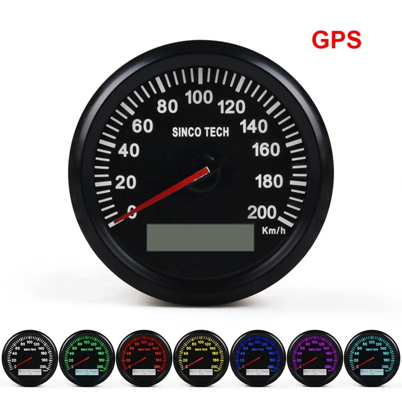 

85mm 200Km/H Motorcycle GPS Speeeter Oeter for Boat Car Waterproof 12V/24V Seven-Color Backlight