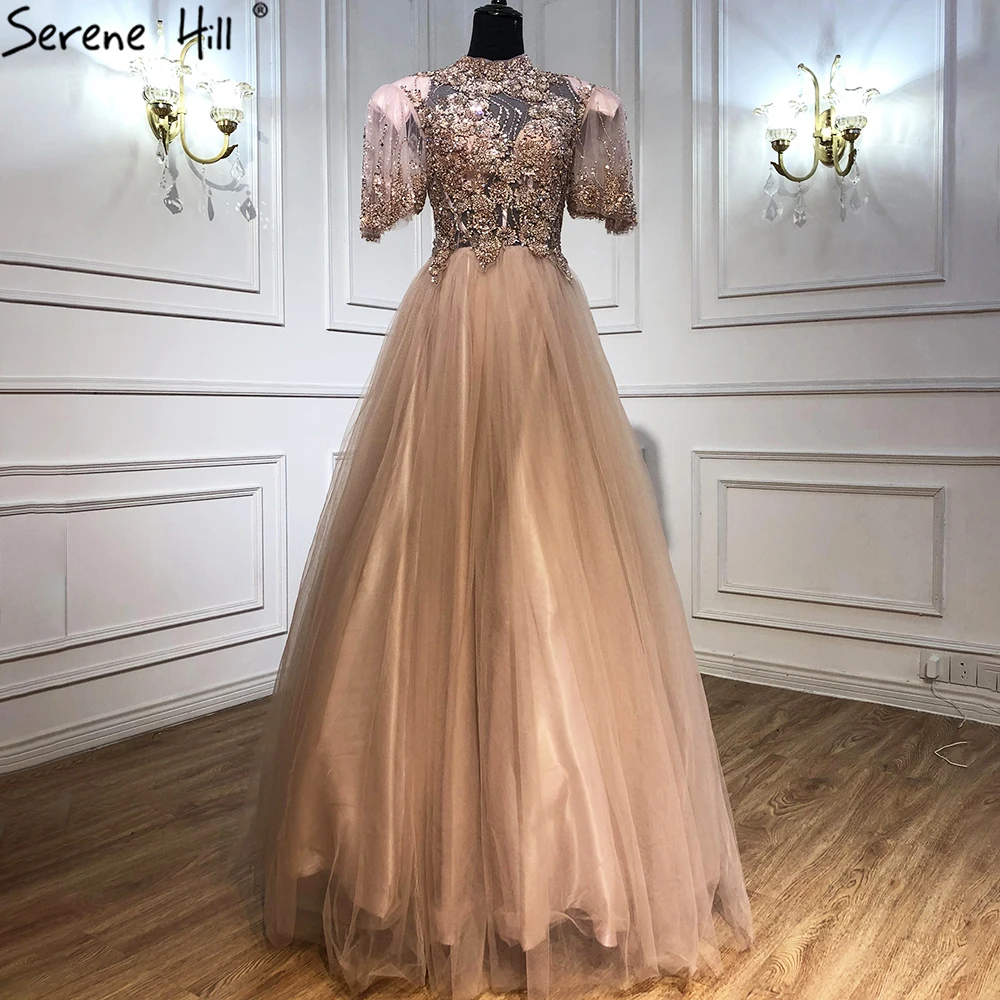 Бальное платье золотистого цвета с коротким рукавом вечерние платья 2021 вышивка