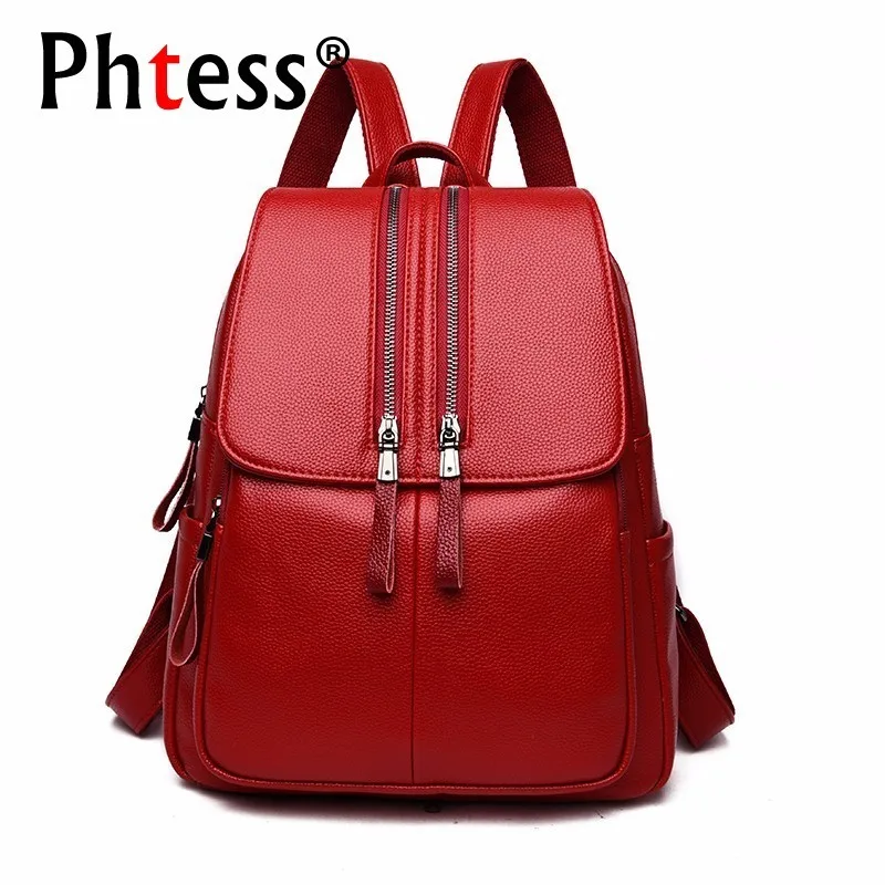 

Women Leather Backpacks Large Capacity 2019 Vintage Bagpack Ladies Sac A Dos Solid Female Leather Backpack School Bags For Girls