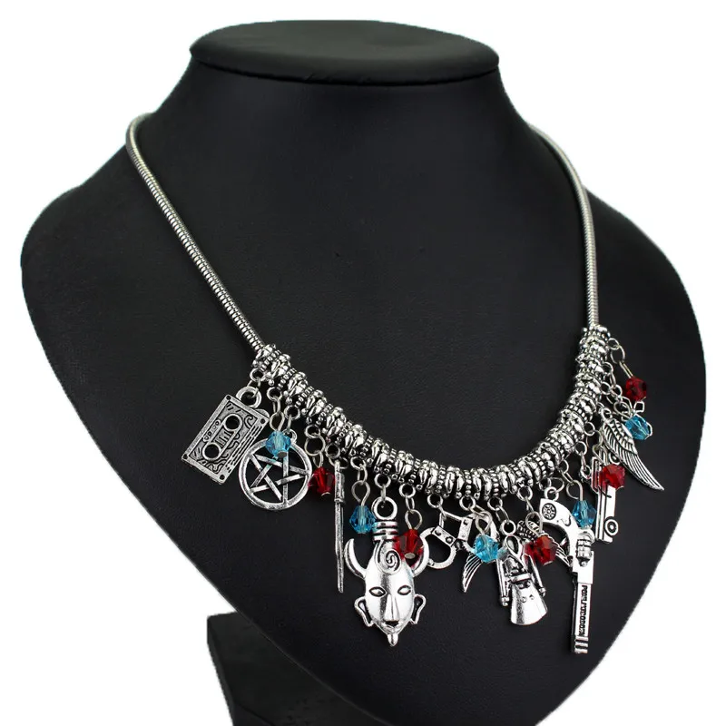 Women Supernatural Gun Tape Multi-pendant Choker Necklace Snake Chain Accessories Colar | Украшения и аксессуары