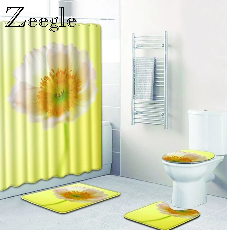 

Zeegle Ванная комната коврики Нескользящие Коврик для душа с цветочным рисунком Ванная комната туалет ковры абсорбирующие ковер Accerssories 4 пред...