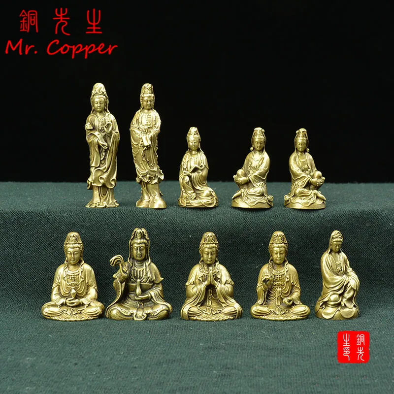 Винтажные искусственные статуи 10 шт. статуэтки Гуаньинь Бодхисаттвы портативные