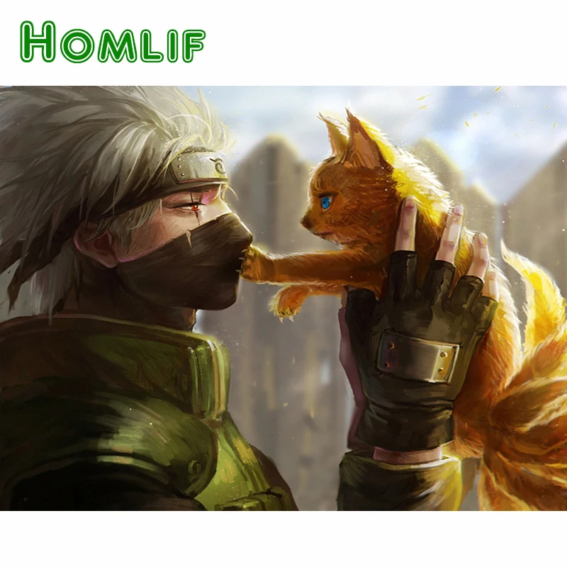 HOMLIF 5d алмазная живопись аниме ниндзя полноразмерная Алмазная вышивка крестиком