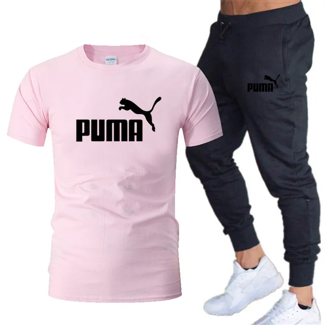 

2021 brand men set summer 2 piece set men outfits t-shirt sweatpants jogging sport suit gym tracksuit mens set cotton sportswear
