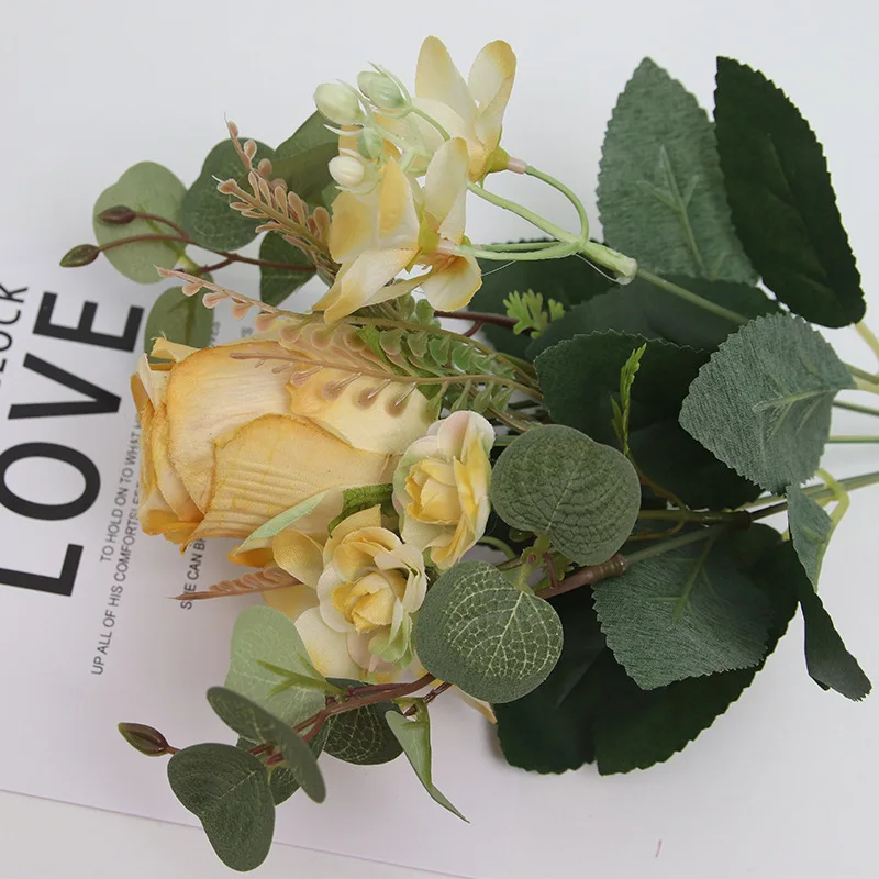 Букет искусственных роз свадебный букет из шелковой ткани высушенные цветы 5