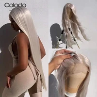 straight lace front wig platinum white colored human hair wigs pre plucked brazilian remy hair transparent lace wigs human hair