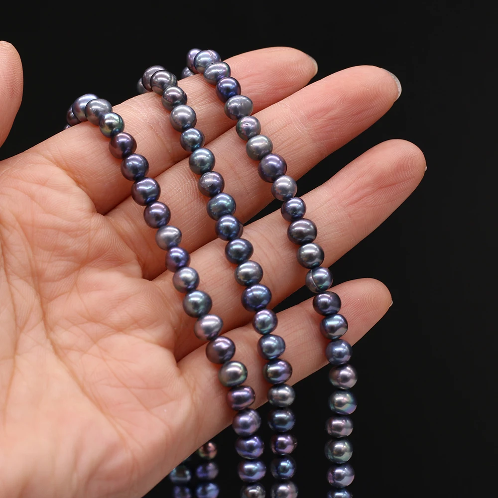 Бусины Из Натурального пресноводного жемчуга почти круглые 5-6 мм 36 см сделай сам