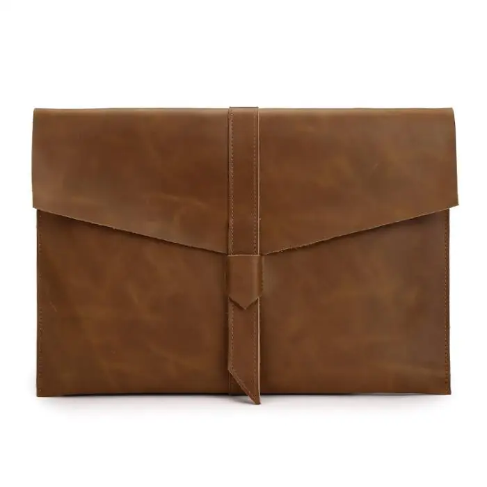 Brown Чехол-сумка из натуральной кожи для Macbook Air 13 Pro retina 11 12 13 15, чехол для ноутбука Macbook 13,3 дюймов - Цвет: Brown