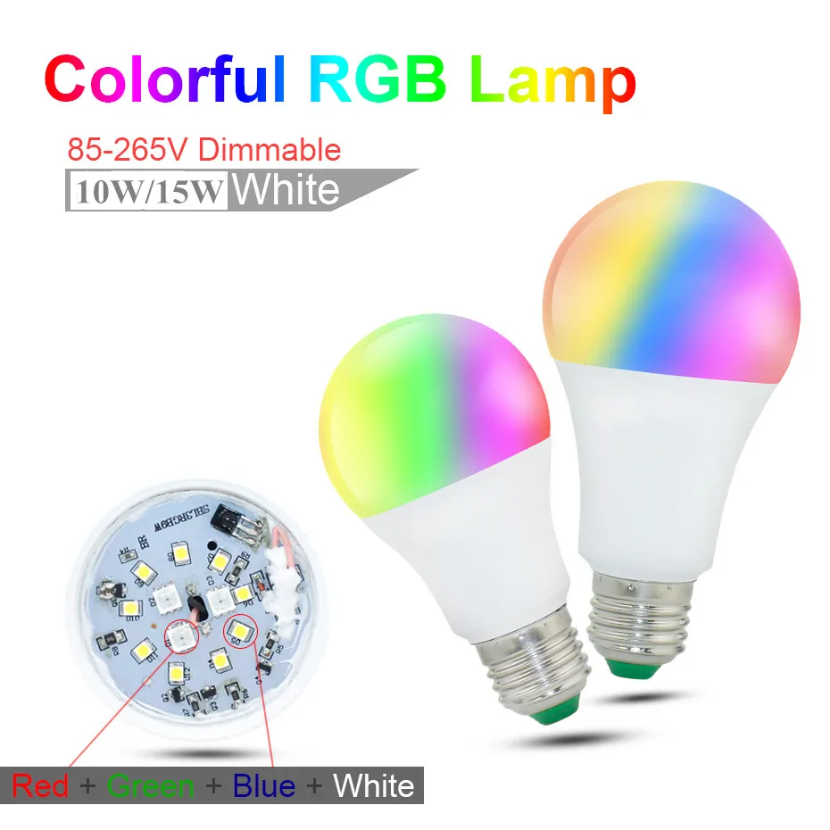 Диммирусветодиодный Светодиодная лампа E27 5 Вт RGB 10 15 RGBW RGBWW 16 цветов с функцией