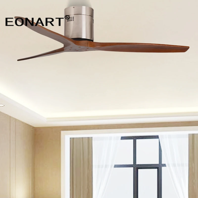 

52Inch modern dc ceiling fan without lamp with remote control indoor solid wood roof decorate fans for home 110-240Vac motor fan