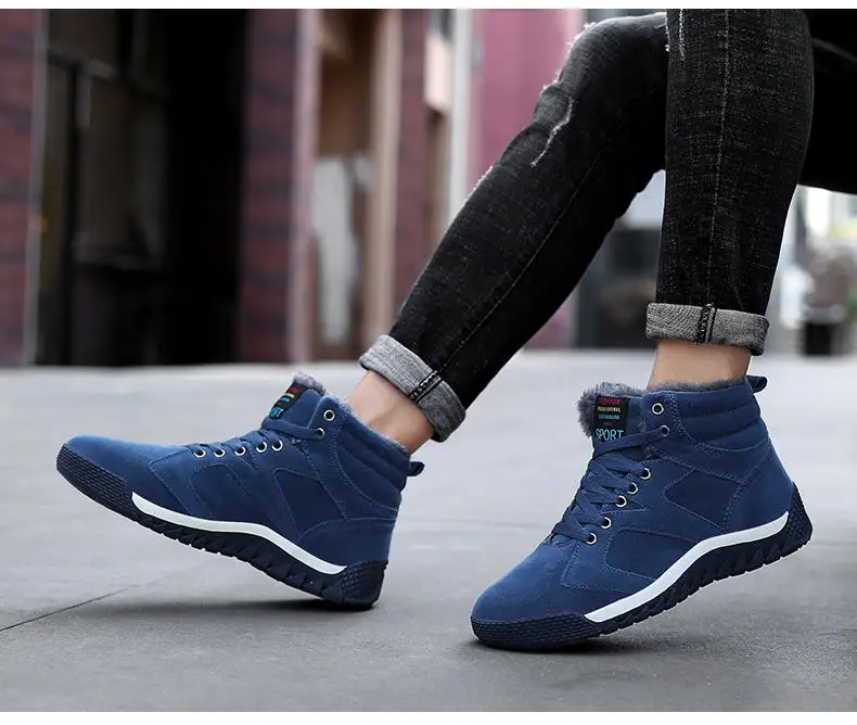 Men Shoes Winter Casual Boots for Men Fur Lace Up Warm Snow Boots Outdoor Fashion Flat Mens Shoes Big Size 47 Scarpe Uomo 43