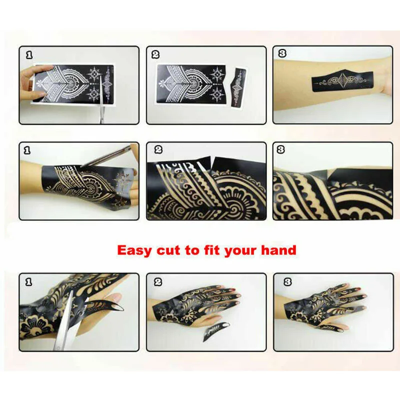 

Professional Temporary Hand Tattoo Henna Stencil Body Art Sticker Template Wedding Tool India Flower Tattoo Stencil