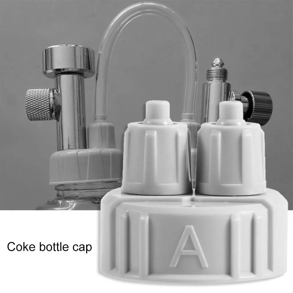 

DIY ABS CO2 System Kit Generator Part Bottle Cap with Tubes for Fish Tank Carbon Dioxide DIY Reactor Quick Screw Plastic Cap