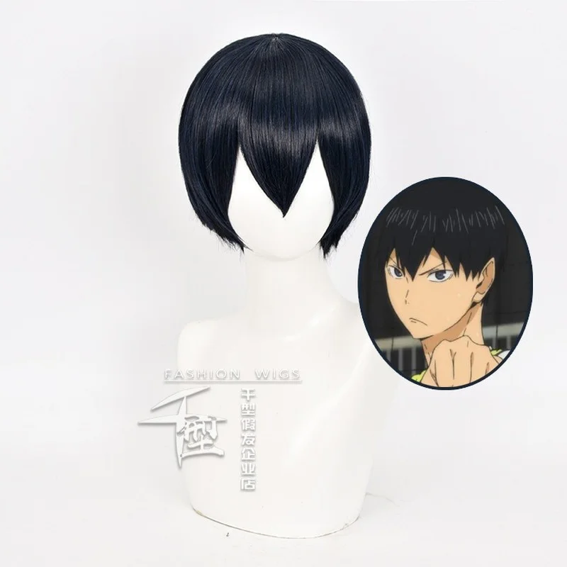

Anime Haikyuu!! cosplay Tobio Black Blue Short Wig Cosplay Costume Heat Resistant Synthetic Hair Haikiyu Karasuno Men Women Wigs