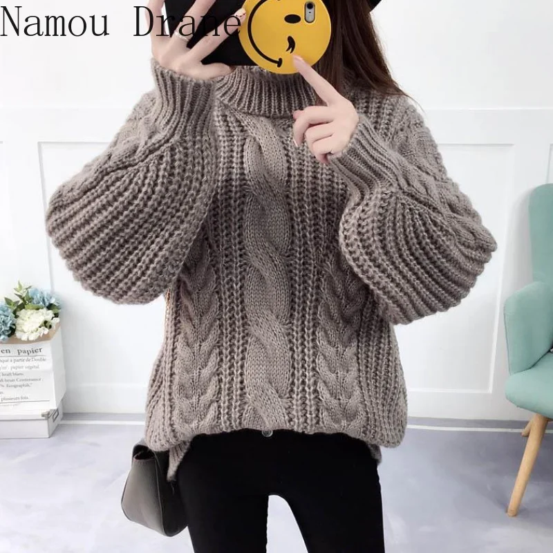 2020 autumn and winter new thick thread knit sweater Korean version loose lazy style super fire short pullover women | Женская одежда