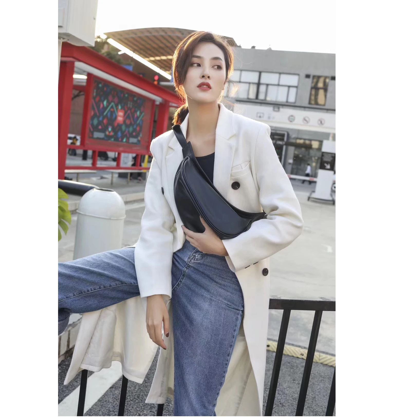 

genuine leather chest bags soft top leather handbag full grain leather crossbody bags