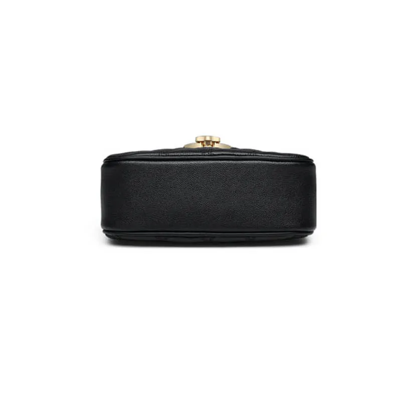 

New Real Cowhide Small Xiangfeng Messenger Bag Women's 2020 New Trendy Black Diamond Fashion Small Round Bag Simple Shoulder Bag
