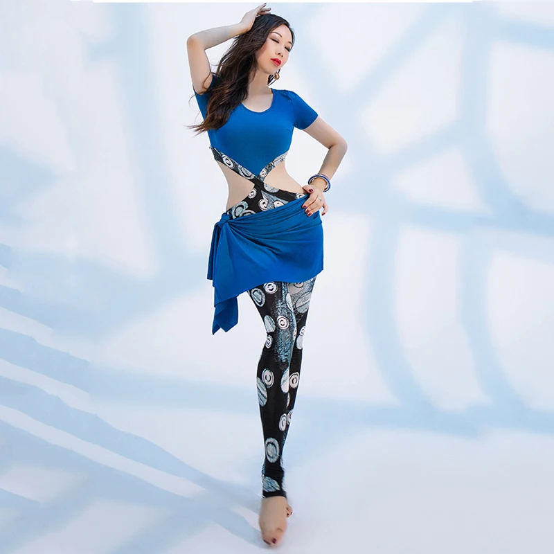 

Взрослый костюм для танца живота тренировочный костюм 2020 новый комплект боди с короткими рукавами турсы 2 шт для восточных танцев Одежда