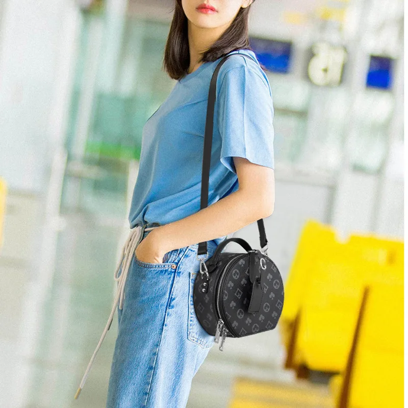 

Circular Bags for Women Luxury Handbags Women Bags Genuine Leather Vintage Prints One Shoulder Bags Sac Bandouliere Femme Gg