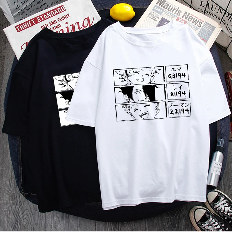 

Janpanese Anime The Promised Neverland T Shirt Women Summer Tops New Cartoon Emma Norman Ray Graphic Tees Unisex T-shirt Female