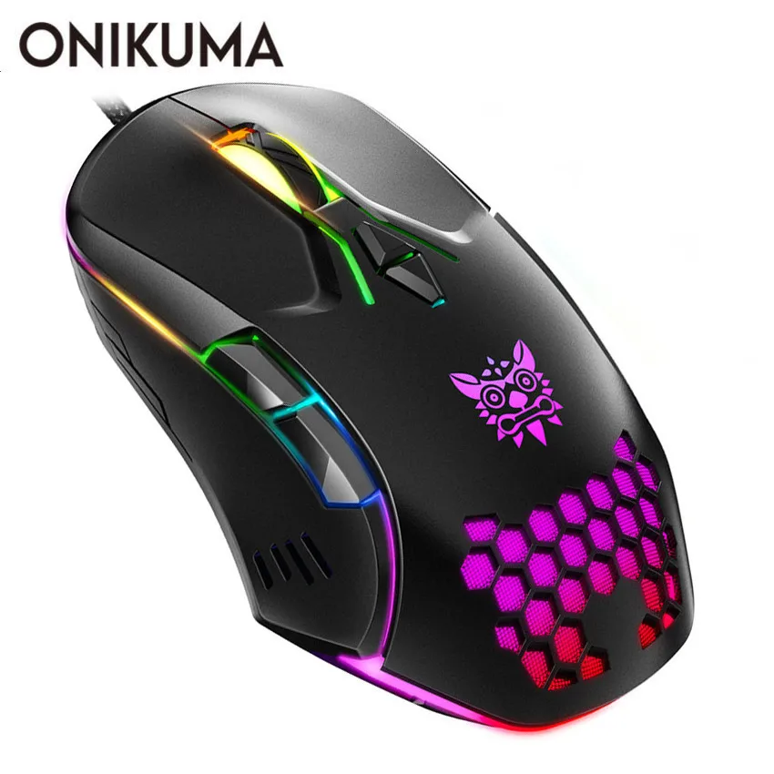 

ONIKUMA Проводная игровая клавиатура Мышь/оптическая USB игровая Мышь/почтовой службой E-спортивные игры Мышь 6 светодиодный дыхательный светил...
