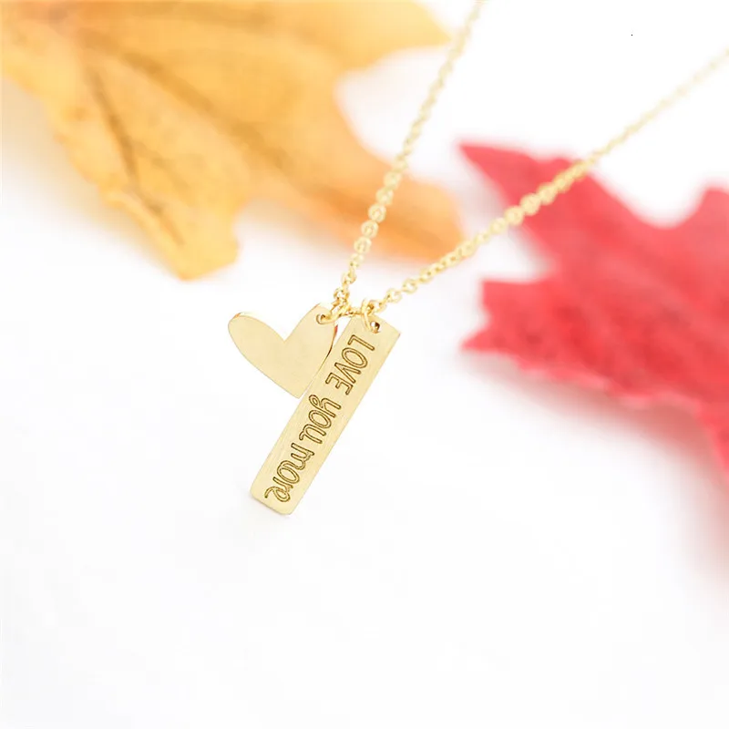 Love You More ожерелье с серебряным сердцем для женщин, ювелирные изделия для подружки невесты, цепочка из нержавеющей стали, подарок на день Святого Валентина, Bijoux Femme