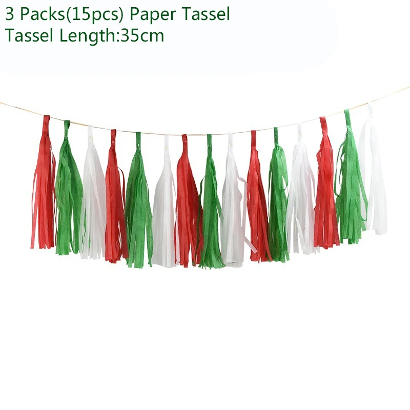 3pack Paper Tassels Украшения для рождественской вечеринки, Рождественский латексный бумажный шарик, баннеры, сделай сам, праздничные вечерние принадлежности, рождественские украшения для дома - Цвет: 3pack Paper Tassels