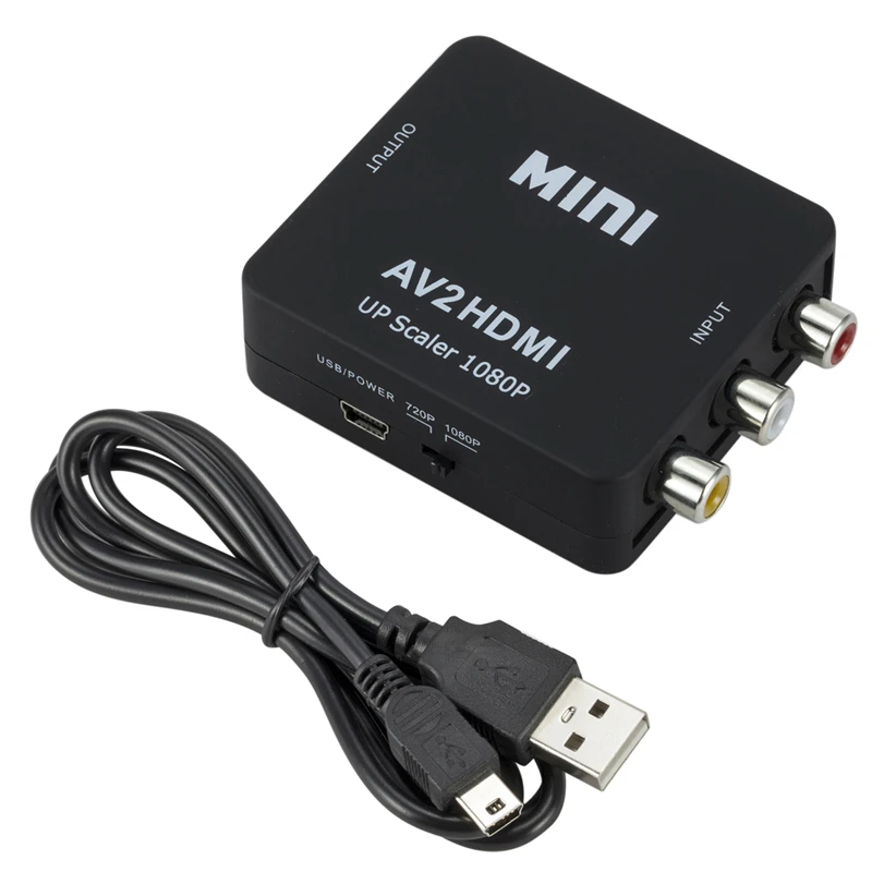 Мини преобразователь RCA AV в HDMI высококачественный HD 1080P 2 адаптер для ТВ X box PS4 PC DVD