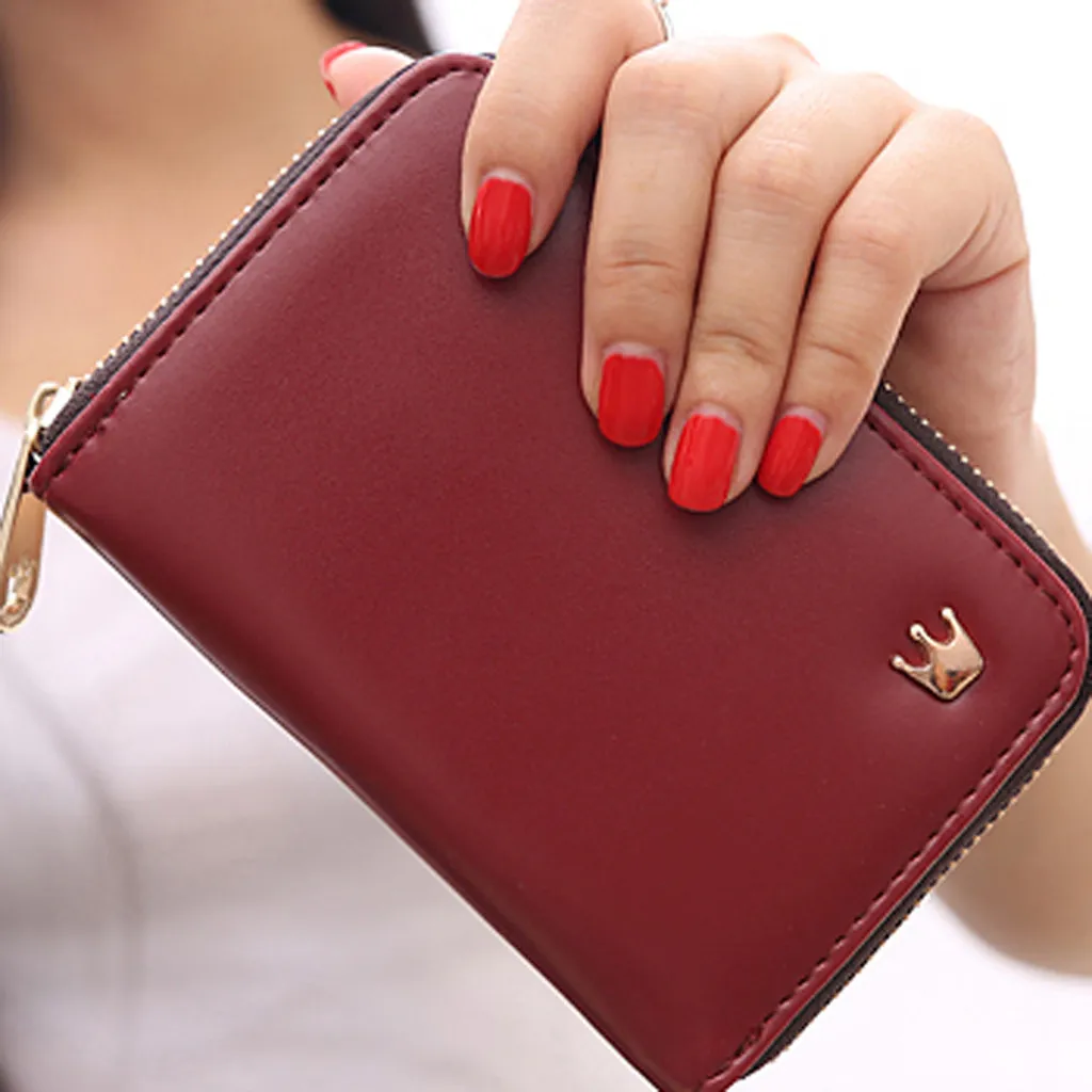 Кожаные кошельки с мультяшными животными женские маленькие застежкой милые