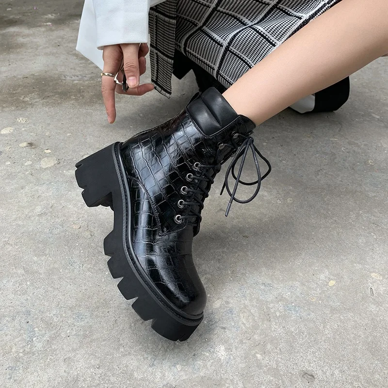 Короткие ботинки MEZEREON из натуральной кожи теплые зимние сапоги на толстом