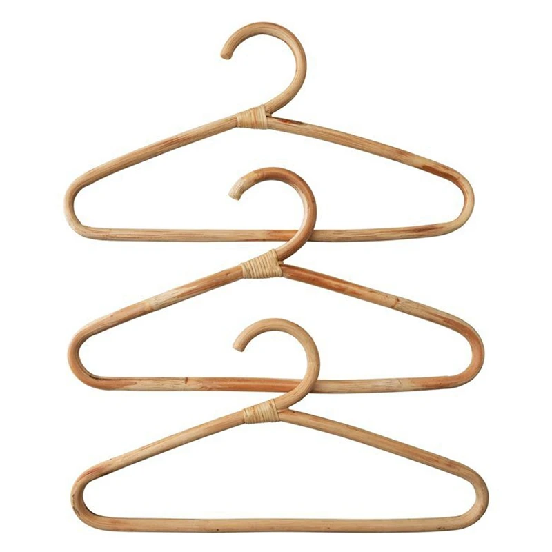 

3 PCS Rattan Clothes Hanger Style Baby Kids Garments Organizer Rack Children Hanger Room Decor Hanger for Clothes Scarf