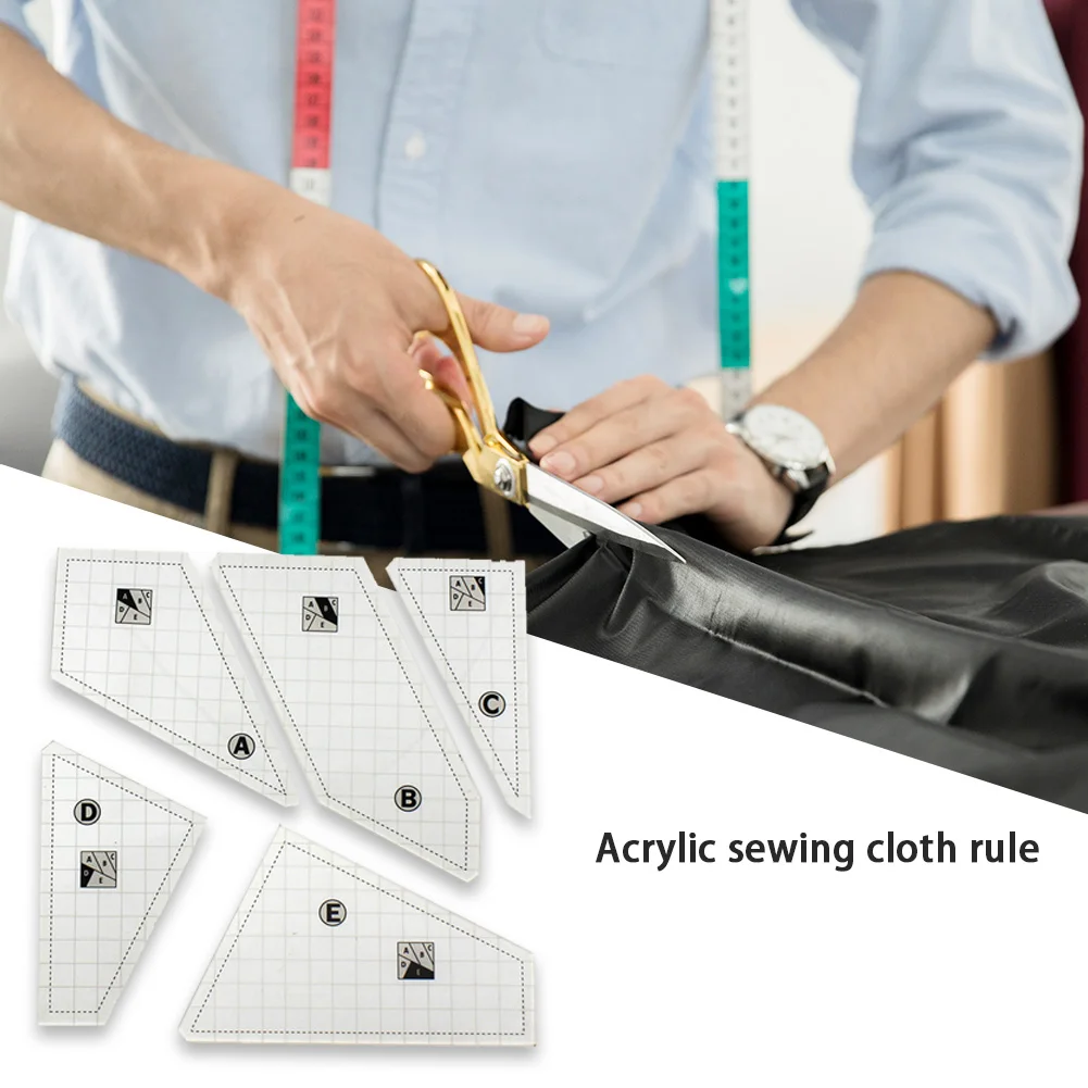 

Акриловая линейка ручной работы в стиле пэчворк, 5 шт., инструменты для рукоделия, измерительная линейка для модных дизайнеров