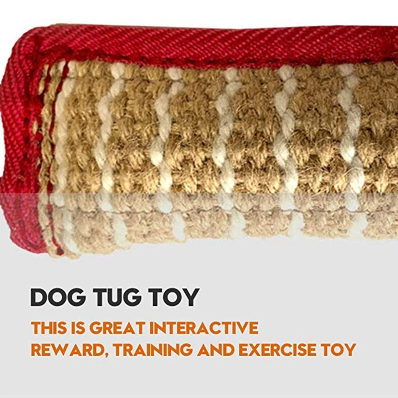 

Dog Tug Bite Pillow Toy with 2 Rope Handles Puppy Strong Linen Chew Training Interactive Playing Chewing Toys