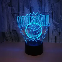 creative playing volleyball colorful acrylic 3d nighlight usb led touch illusion table lamp bluetooth speaker lighting