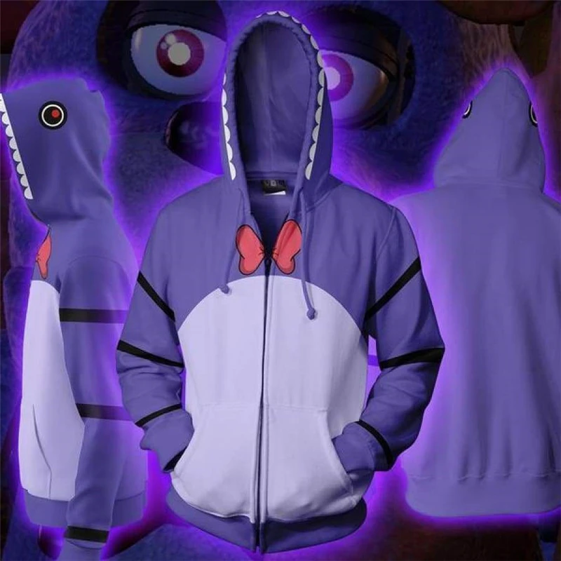 

FNAF Cosplay Costume Hoodie Freddy Cosplay Costume Warm Bear print Coat Jacket Autumn Winter Funny Hooded Sweatshirts