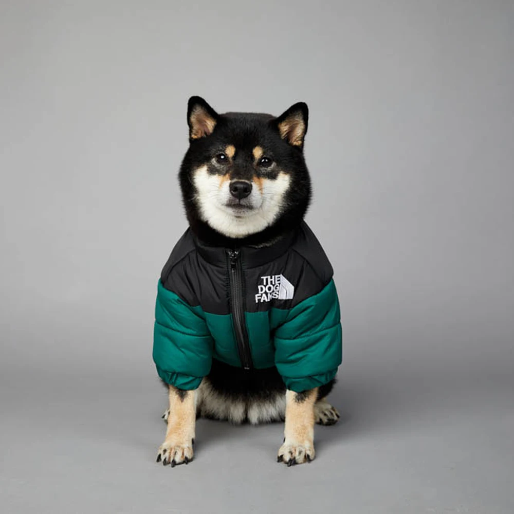 The Dog Fans Luxury Designer Dog Coat Warm Cotton Padd Dog Clothes Winter Hick Stitching Pet Jacket for Shiba Inu French Bulldog