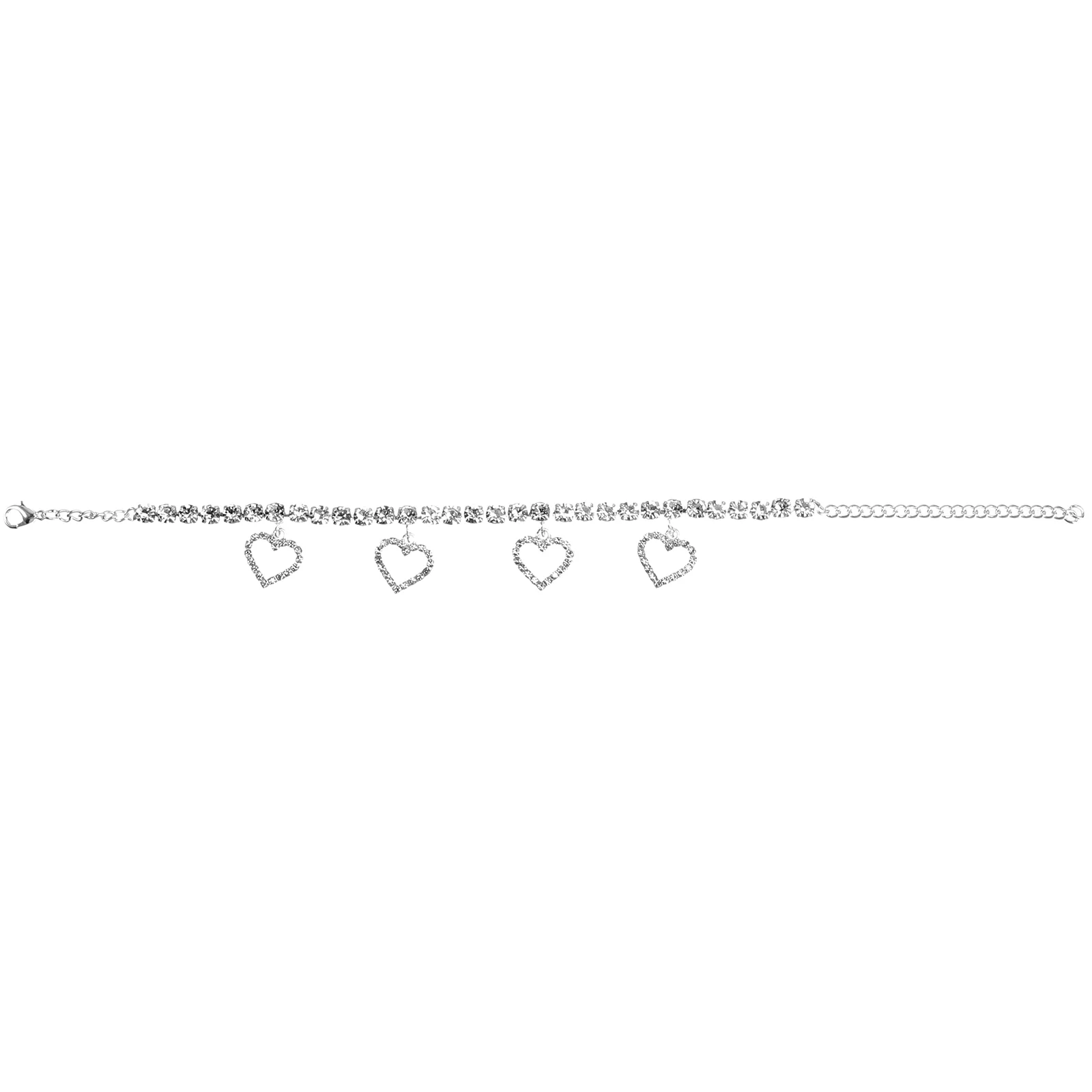 

1PC All-match Female Foot Chain Rhinestone Inlaid Heart-shaped Pendant Anklet