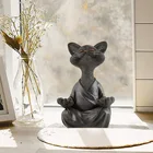 Домашний декор, причудливая черная статуэтка Будды, кошка, Йога, художественные скульптуры, счастливая статуэтка, садовые статуи, коллекционная Медитация