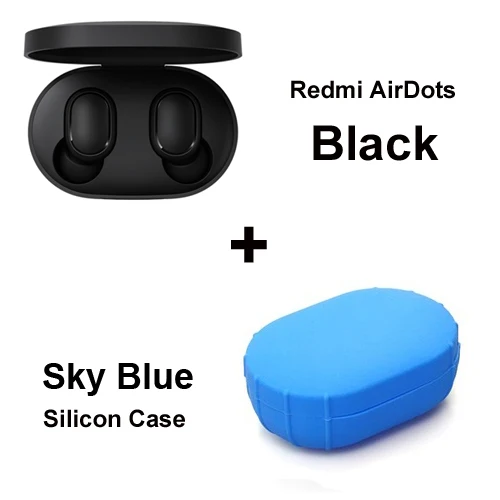 Add Sky Blue Case Xiaomi Redmi Airdots Xiaomi TWS стерео беспроводные наушники управление голосом Bluetooth 5,0 контроль шумоподавления - Цвет: Add Sky Blue Case