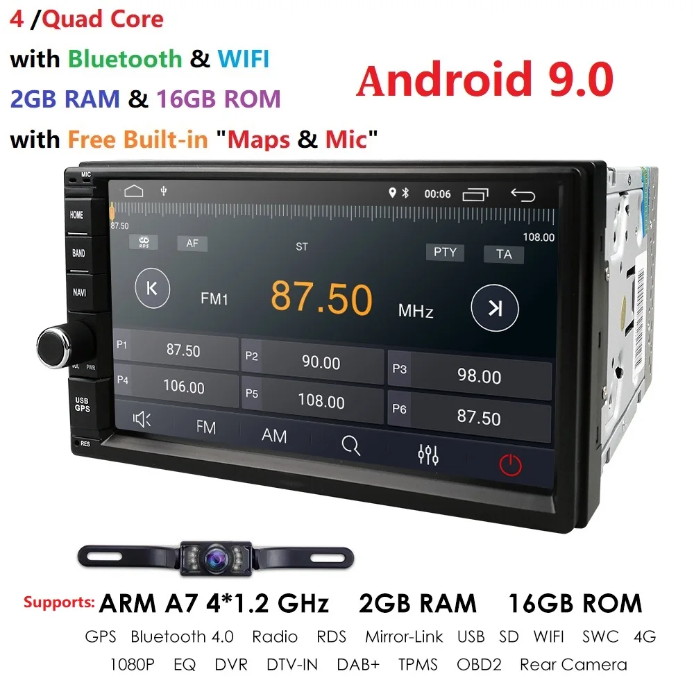 Ossuret 7 дюймов четырехъядерный 2din ips Touchscren Android9.0 автомобильный аудио для Nissan Qashqai x-trail Радио Стерео gps навигация с камерой