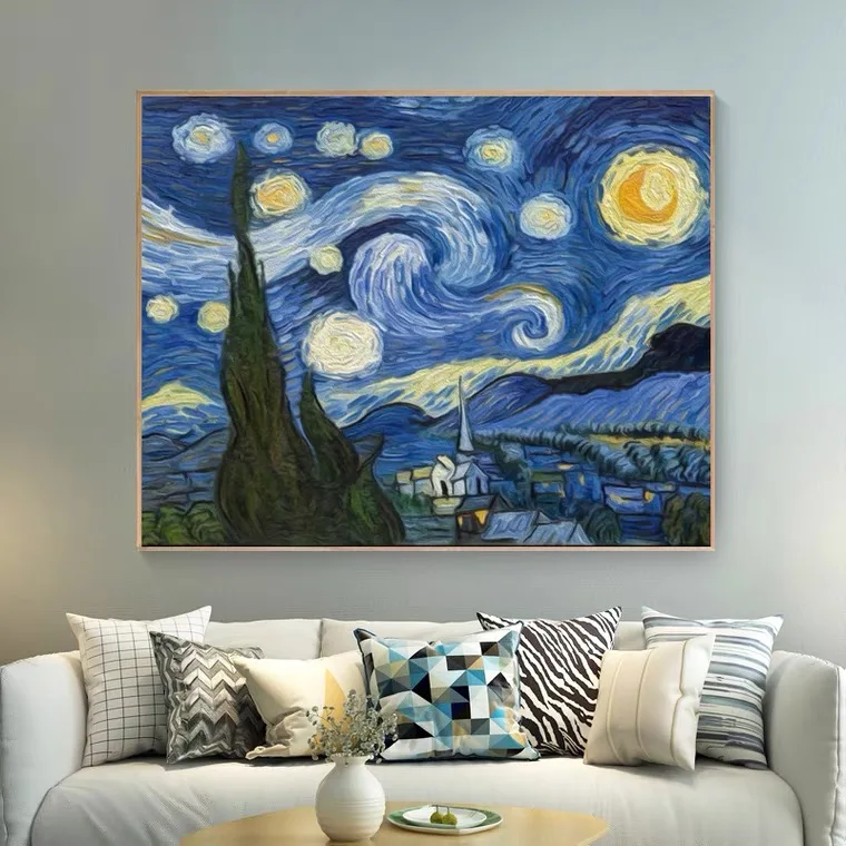 

GXMUL DIY Digital Oil Painting Living Room Healing Van Gogh Starry Sky Oil Painting Coloring Handmade Decorative Painting