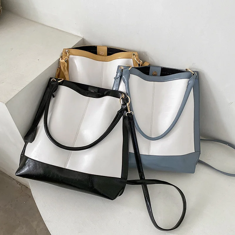 Женские сумки через плечо составного кроя вместительные женские сумочки и