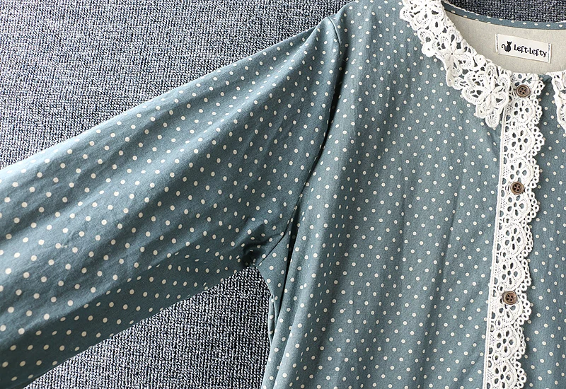 Новое весеннее женское платье из хлопка и льна свободное кружевное в горошек с