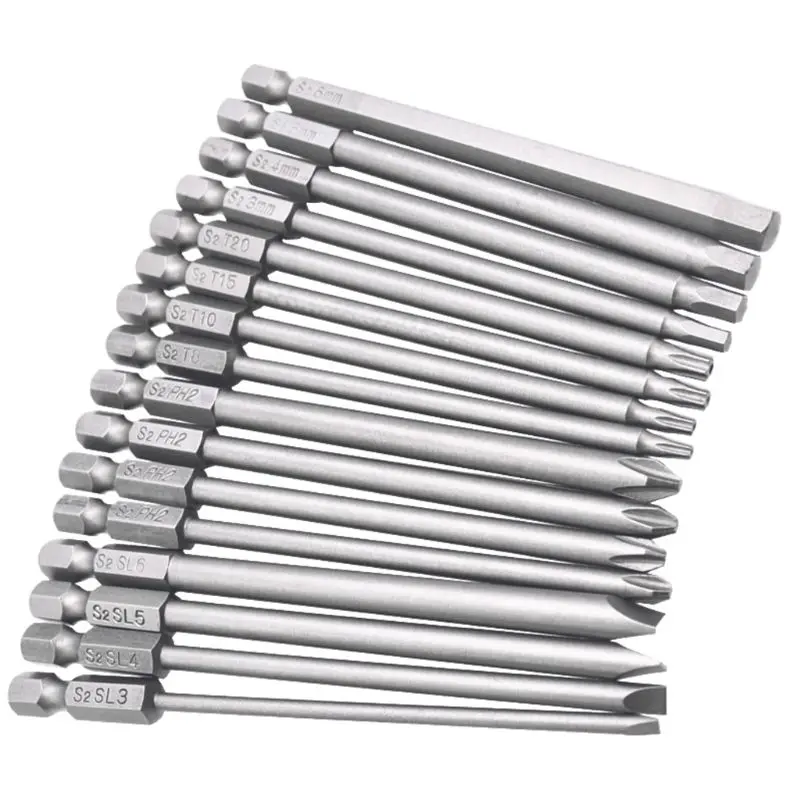 

16pcs/set Security Magnetic Head Steel Hex Torx Screwdriver Drill Bits 100mm